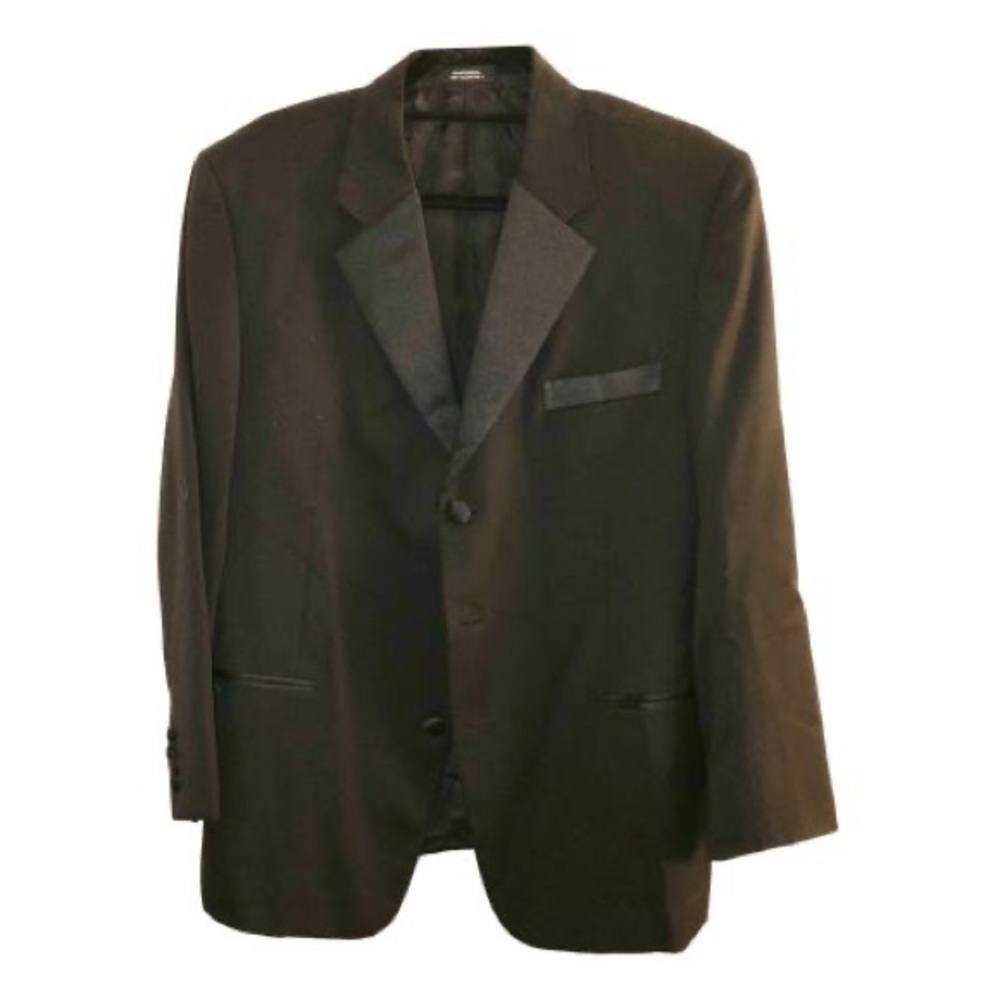 Black Custom Satin Trim Tuxedo Jacket 40 in chest 24 length
